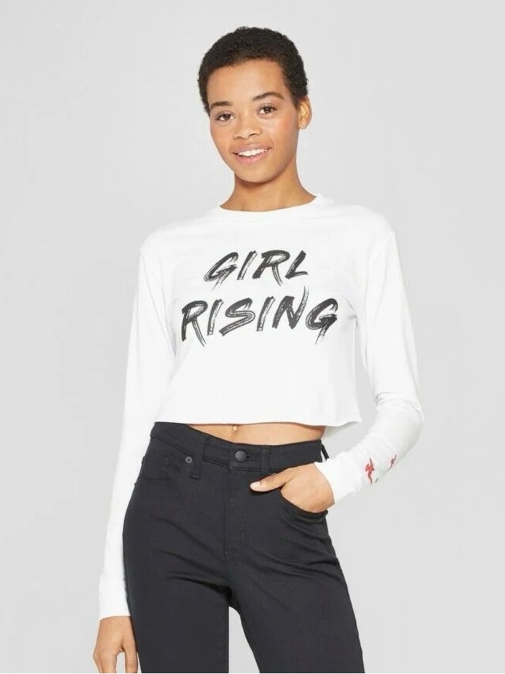 Women's Long Sleeve Girl Rising Cropped Graphic T-Shirt